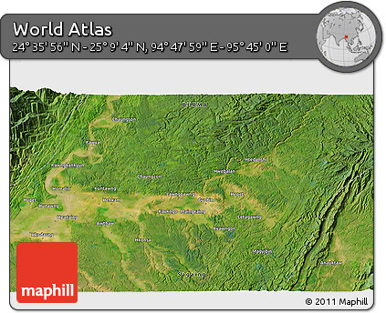Satellite 3D Map of the Area around 24° 52' 30" N, 95° 16' 30" E