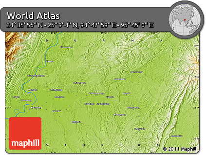 Physical Map of the Area around 24° 52' 30" N, 95° 16' 30" E