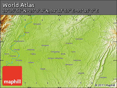 Physical Map of the Area around 24° 52' 30" N, 95° 16' 30" E