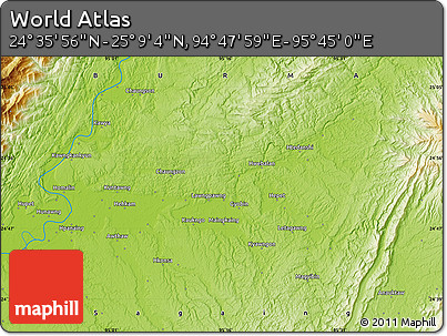 Physical Map of the Area around 24° 52' 30" N, 95° 16' 30" E
