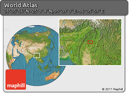 Satellite Location Map of the Area around 24° 52' 30" N, 96° 7' 30" E