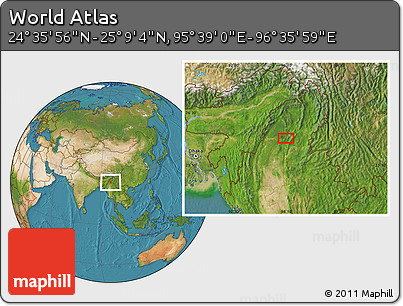 Satellite Location Map of the Area around 24° 52' 30" N, 96° 7' 30" E