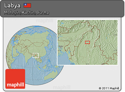 Savanna Style Location Map of Labya, hill shading