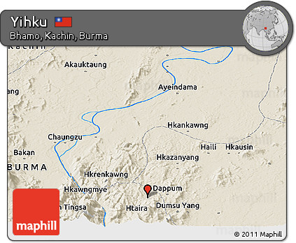 Shaded Relief Panoramic Map of Yihku