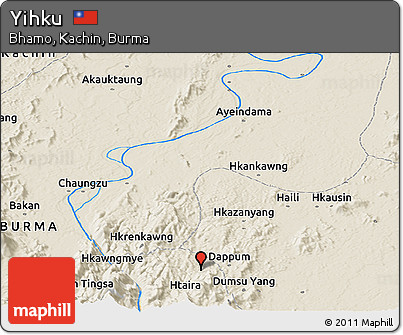 Shaded Relief Panoramic Map of Yihku
