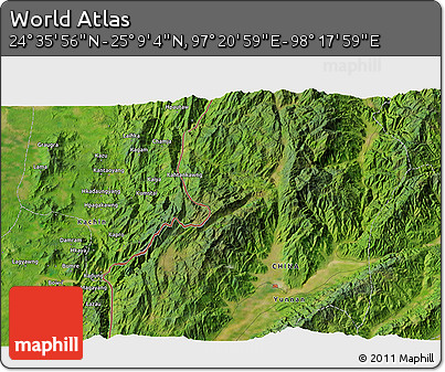 Satellite 3D Map of the Area around 24° 52' 30" N, 97° 49' 29" E