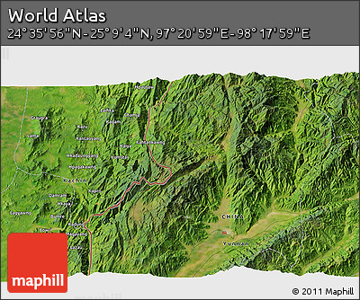 Satellite 3D Map of the Area around 24° 52' 30" N, 97° 49' 29" E