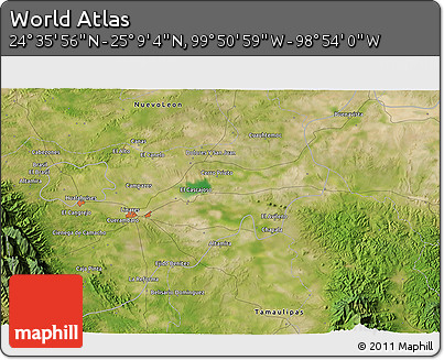 Satellite 3D Map of the Area around 24° 52' 30" N, 99° 22' 30" W