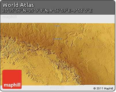 Physical 3D Map of the Area around 24° 52' 30" N, 9° 25' 30" E