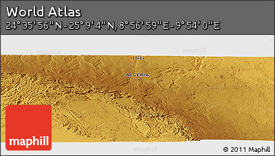 Physical Panoramic Map of the Area around 24° 52' 30" N, 9° 25' 30" E