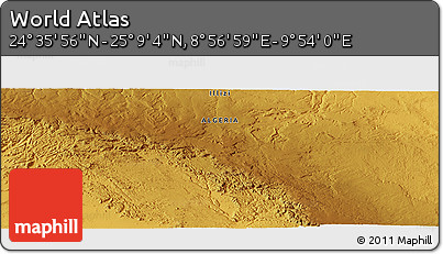 Physical Panoramic Map of the Area around 24° 52' 30" N, 9° 25' 30" E