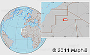 Gray Location Map of the area around 24° 52' 30" N, 9° 16' 30" W
