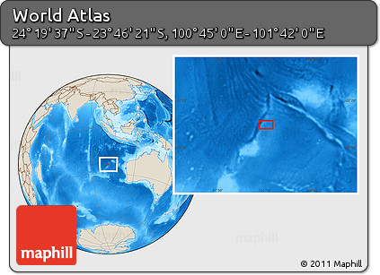 Shaded Relief Location Map of the Area around 24° 2' 59" S, 101° 13' 29" E