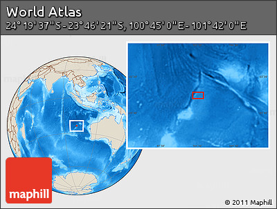 Shaded Relief Location Map of the Area around 24° 2' 59" S, 101° 13' 29" E