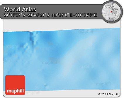 Physical 3D Map of the Area around 24° 2' 59" S, 111° 25' 30" E