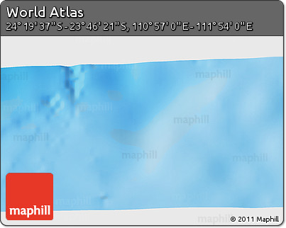 Physical 3D Map of the Area around 24° 2' 59" S, 111° 25' 30" E
