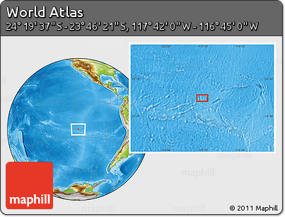 Physical Location Map of the Area around 24° 2' 59" S, 117° 13' 29" W