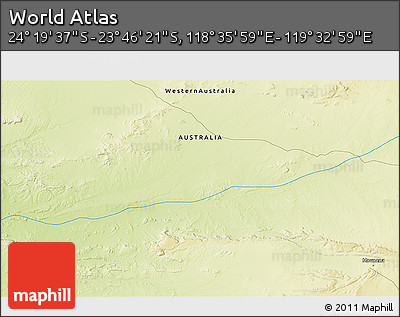 Physical 3D Map of the Area around 24° 2' 59" S, 119° 4' 29" E