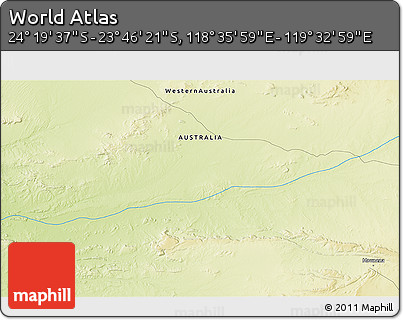 Physical 3D Map of the Area around 24° 2' 59" S, 119° 4' 29" E