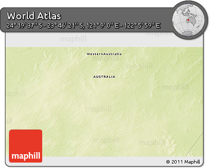 Physical 3D Map of the Area around 24° 2' 59" S, 121° 37' 30" E