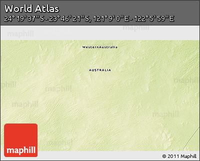 Physical 3D Map of the Area around 24° 2' 59" S, 121° 37' 30" E