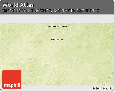 Physical 3D Map of the Area around 24° 2' 59" S, 121° 37' 30" E