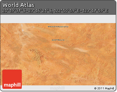 Satellite 3D Map of the Area around 24° 2' 59" S, 123° 19' 29" E