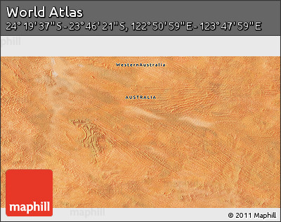 Satellite 3D Map of the Area around 24° 2' 59" S, 123° 19' 29" E