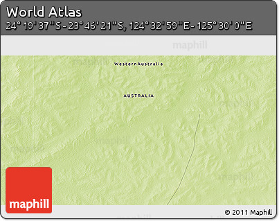 Physical 3D Map of the Area around 24° 2' 59" S, 125° 1' 30" E