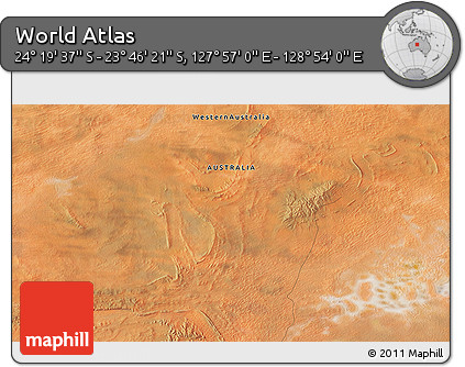 Satellite 3D Map of the Area around 24° 2' 59" S, 128° 25' 30" E