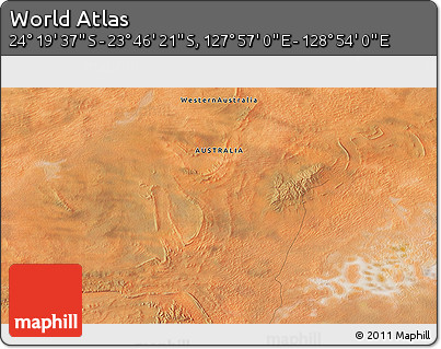 Satellite 3D Map of the Area around 24° 2' 59" S, 128° 25' 30" E