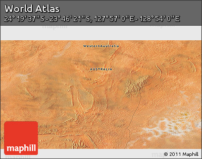 Satellite 3D Map of the Area around 24° 2' 59" S, 128° 25' 30" E