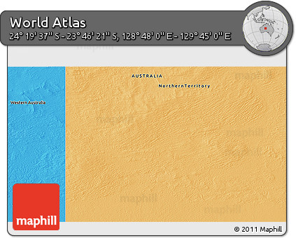 Political 3D Map of the Area around 24° 2' 59" S, 129° 16' 30" E