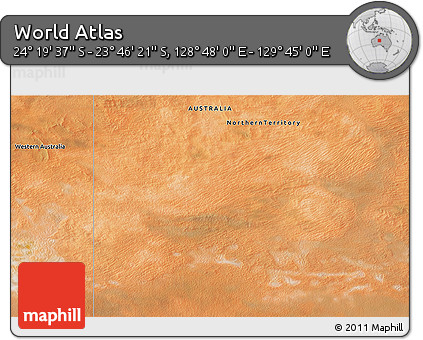 Satellite 3D Map of the Area around 24° 2' 59" S, 129° 16' 30" E