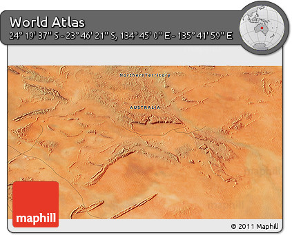 Satellite 3D Map of the Area around 24° 2' 59" S, 135° 13' 29" E