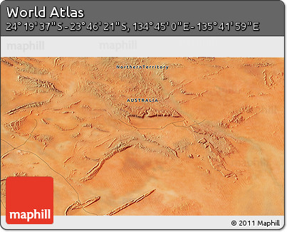 Satellite 3D Map of the Area around 24° 2' 59" S, 135° 13' 29" E