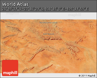 Satellite 3D Map of the Area around 24° 2' 59" S, 135° 13' 29" E