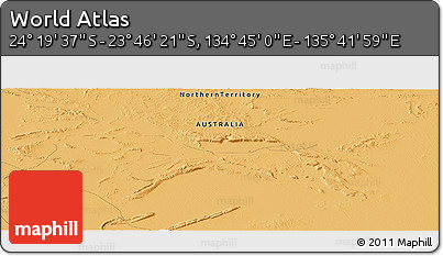 Political Panoramic Map of the Area around 24° 2' 59" S, 135° 13' 29" E