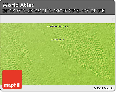Physical 3D Map of the Area around 24° 2' 59" S, 136° 55' 30" E