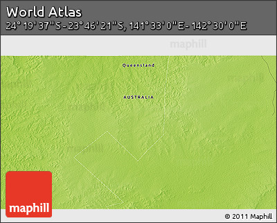 Physical 3D Map of the Area around 24° 2' 59" S, 142° 1' 30" E