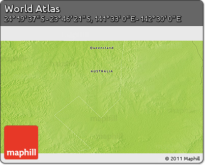 Physical 3D Map of the Area around 24° 2' 59" S, 142° 1' 30" E