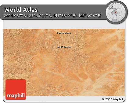 Satellite 3D Map of the Area around 24° 2' 59" S, 142° 1' 30" E