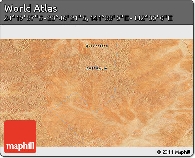 Satellite 3D Map of the Area around 24° 2' 59" S, 142° 1' 30" E