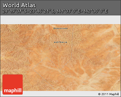Satellite 3D Map of the Area around 24° 2' 59" S, 142° 1' 30" E