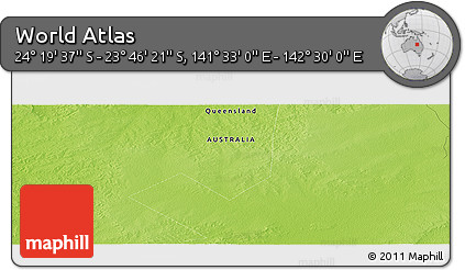 Physical Panoramic Map of the Area around 24° 2' 59" S, 142° 1' 30" E