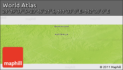 Physical Panoramic Map of the Area around 24° 2' 59" S, 142° 1' 30" E