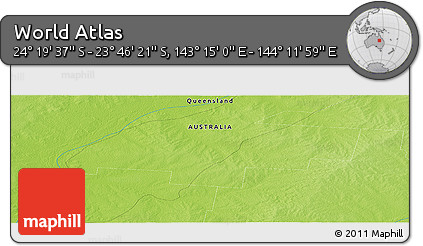 Physical Panoramic Map of the Area around 24° 2' 59" S, 143° 43' 29" E