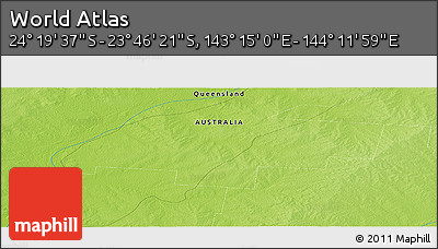 Physical Panoramic Map of the Area around 24° 2' 59" S, 143° 43' 29" E