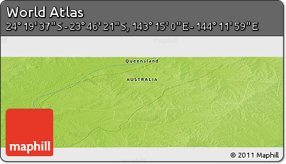 Physical Panoramic Map of the Area around 24° 2' 59" S, 143° 43' 29" E