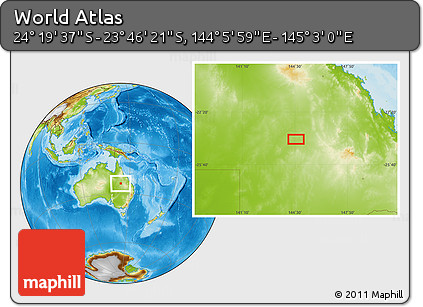 Physical Location Map of the Area around 24° 2' 59" S, 144° 34' 29" E